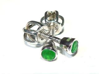 Stříbrné náušnice zirkon emerald - VE64