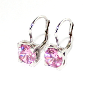 Stříbrné náušnice pink zirkon - NK1269