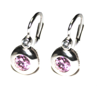 Stříbrné náušnice pink zirkon - NK1263