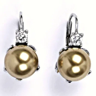 Stříbrné náušnice perla Swarovski bronze - NK1190