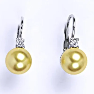 Stříbrné náušnice perla Swarovski gold - NK1207