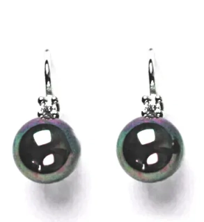 Stříbrné náušnice perla Swarovski perleťový lesk černá  - NK1207
