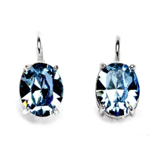 Stříbrné náušnice Swarovski akvamarine - NK1242