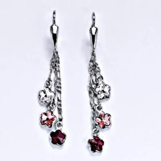 Stříbrné visací náušnice kytičky Swarovski - NK20/3/1297