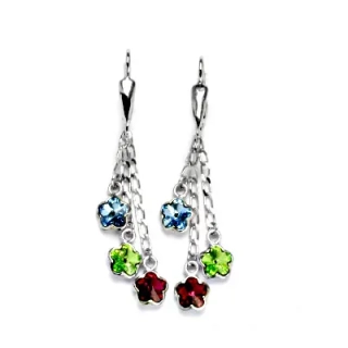 Stříbrné visací náušnice kytičky Swarovski - NK20/3/1297