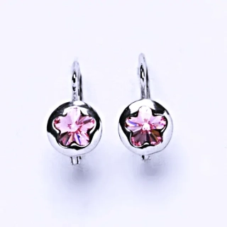 Stříbrné náušnice kytička Swarovski rose - NK1300
