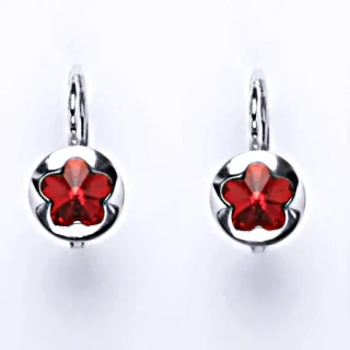 Stříbrné náušnice kytička Swarovski siam - NK1300