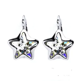 Stříbrné náušnice hvězda Swarovski krystal čirý - NK1325
