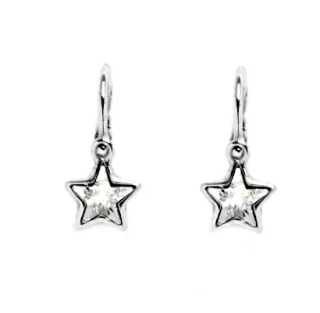 Stříbrné dětské náušnice hvězda Swarovski čiré - NK1326