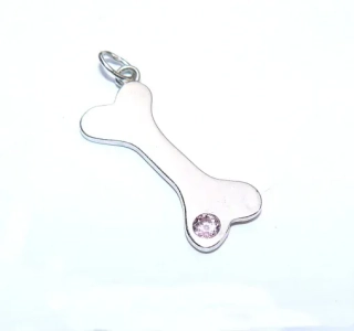 Stříbrný přívěsek kost pink zirkon - DN22