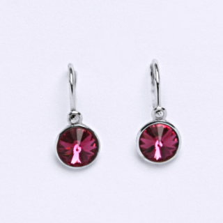 Stříbrné dětské náušnice Swarovski Fuchsie - NK1336