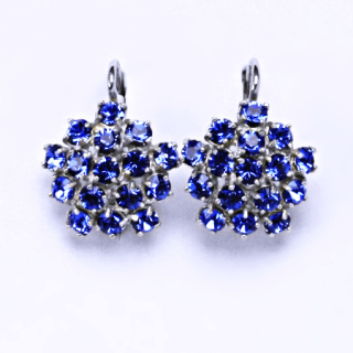 Stříbrné náušnice květ Swarovski Saphire - NK1342