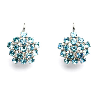 Stříbrné náušnice květ Swarovski Light turguise - NK1342