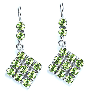 Stříbrné visací náušnice Swarovski peridot - NK1346/1341