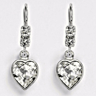 Stříbrné visací náušnice srdíčka Swarovski čiré - NK1346/1396
