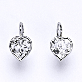 Stříbrné náušnice srdíčka Swarovski čiré - NK1396