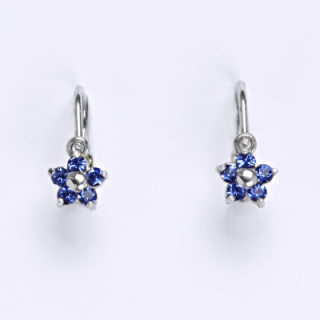 Stříbrné náušnice dětské kytička Swarovski saphire - NK1391
