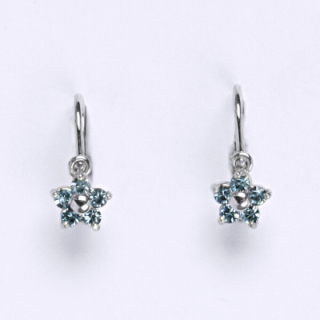 Stříbrné náušnice dětské kytička Swarovski akvamarine - NK1391