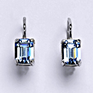 Stříbrné náušnice Swarovski akvamarine  - NK1446