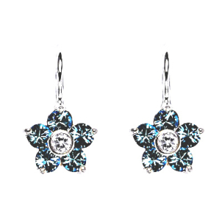 Stříbrné náušnice kytička Swarovski akvamarine - NK1444