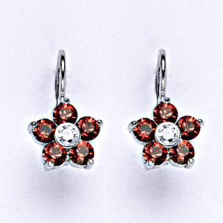 Stříbrné náušnice kytička Swarovski paparadcha - NK1444