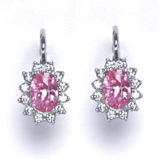 Stříbrné náušnice Kate na patent zirkon pink - NK1480