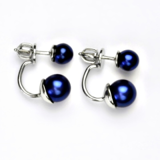 Stříbrné náušnice 2v1 Swarovski perla Blue - NŠ1183/1512m