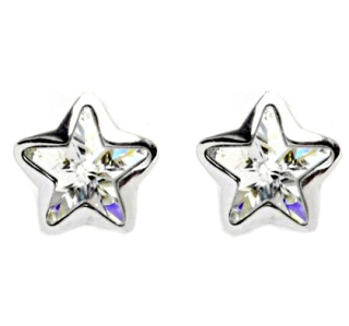 Stříbrné náušnice hvězda Swarovski krystal čirý - NŠ1325