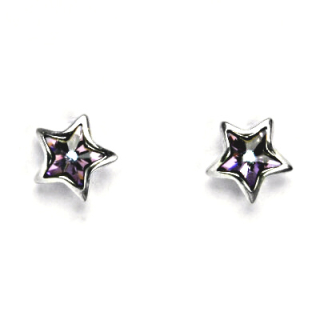 Stříbrné náušnice hvězda Swarovski vitrail light - NŠ1326