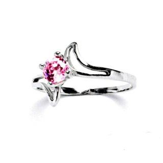 Stříbrný prsten pink zirkon - T1165