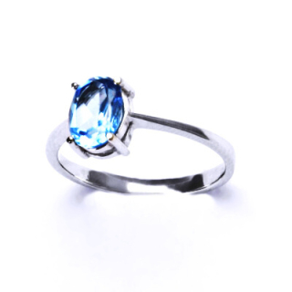 Stříbrný prsten Swarovski  Akvamarine - T1245