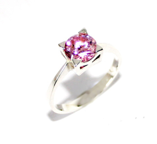 Stříbrný prsten pink zirkon - T1269