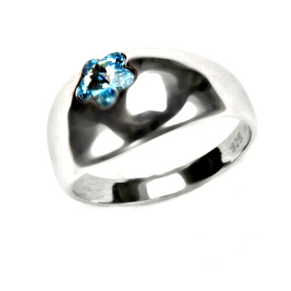 Stříbrný prsten Swarovski  akvamarine - T1301