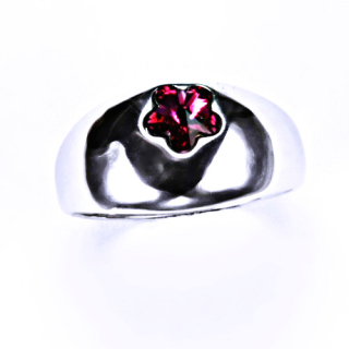 Stříbrný prsten Swarovski  fuchsie - T1301