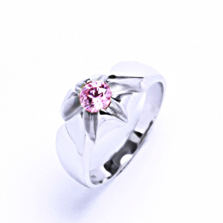 Stříbrný prsten pink zirkon - T1329