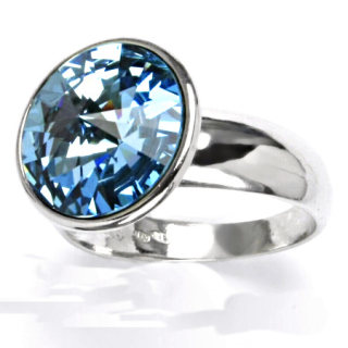 Stříbrný prsten  Swarovski akvamarine - T1372
