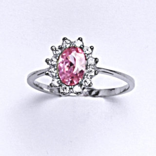 Stříbrný prsten Kate pink zirkon - T1480
