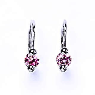 Stříbrné náušnice pink zirkon - VE4