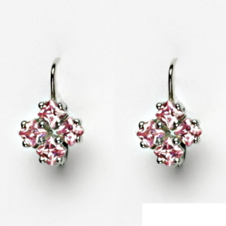 Stříbrné náušnice pink zirkon - VE2
