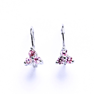 Stříbrné náušnice pink zirkony  - VE135