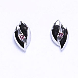 Stříbrné náušnice pink zirkon - VE81