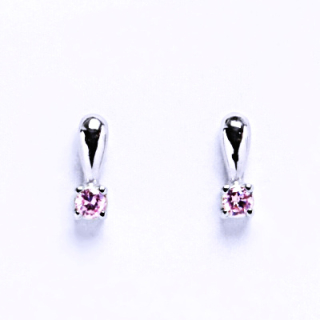 Stříbrné náušnice pink zirkon - VE82