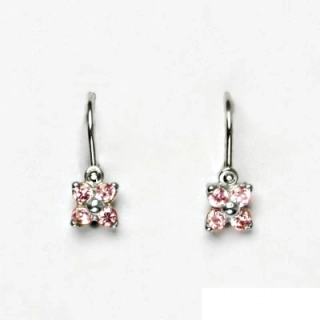 Stříbrné dětské náušnice pink zirkony - VE246