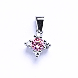 Stříbrný přívěsek čiré zirkony a pink zirkon - VP118