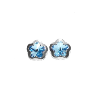 Stříbrné náušnice Swarovski Akvamarine krystal - NŠ1296