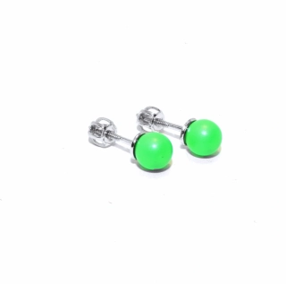 Stříbrné náušnice Swarovski perla neon zelená - NŠ1183