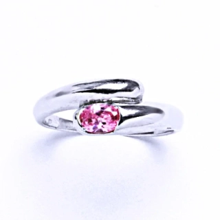 Stříbrný prsten pink zirkon - VR289