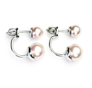 Stříbrné náušnice 2v1 Swarovski perla Rose - NŠ1183/1512v