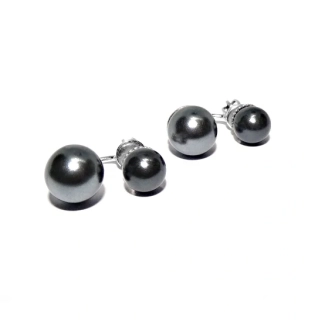 Stříbrné náušnice 2v1 Swarovski perla tmavě šedá - NŠ1183/1512v