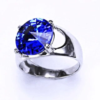 Stříbrný prsten krystal Swarovski Saphire - T1188